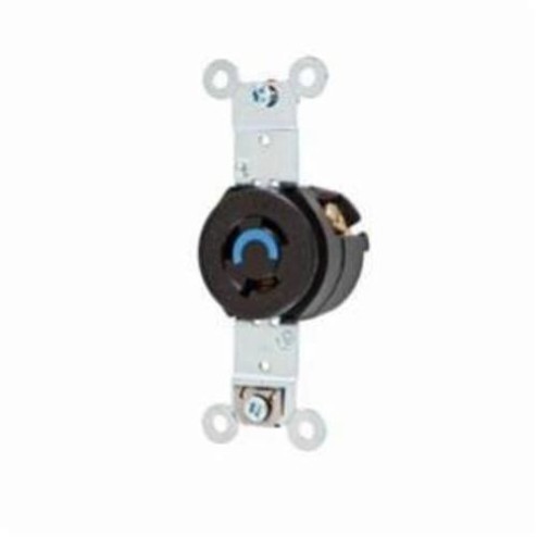 HBL4560Wiring Device-Kellems Twist-Lock® HBL4560 Grounding Locking Receptacle With Cover, 250 VAC, 15 A, 2 Poles, 3 Wires