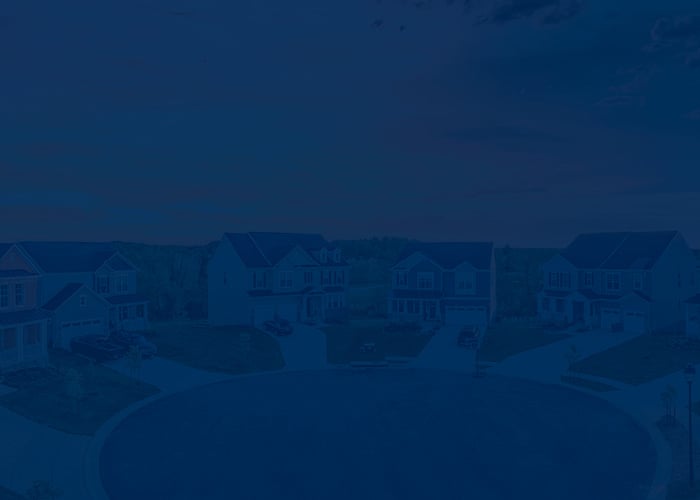 residential homes in a cul de sac with a blue overlay