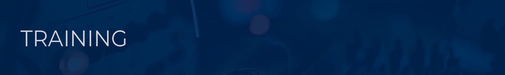 blue overlay training solutions banner with Electronic sparks scatter quickly and sharply from a short circuit on technological equipment in the instrument room