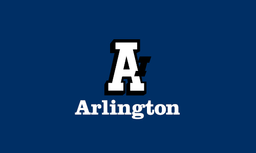 arlington logo in white with a blue background