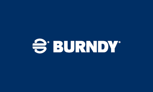 burndy logo in white with a blue background